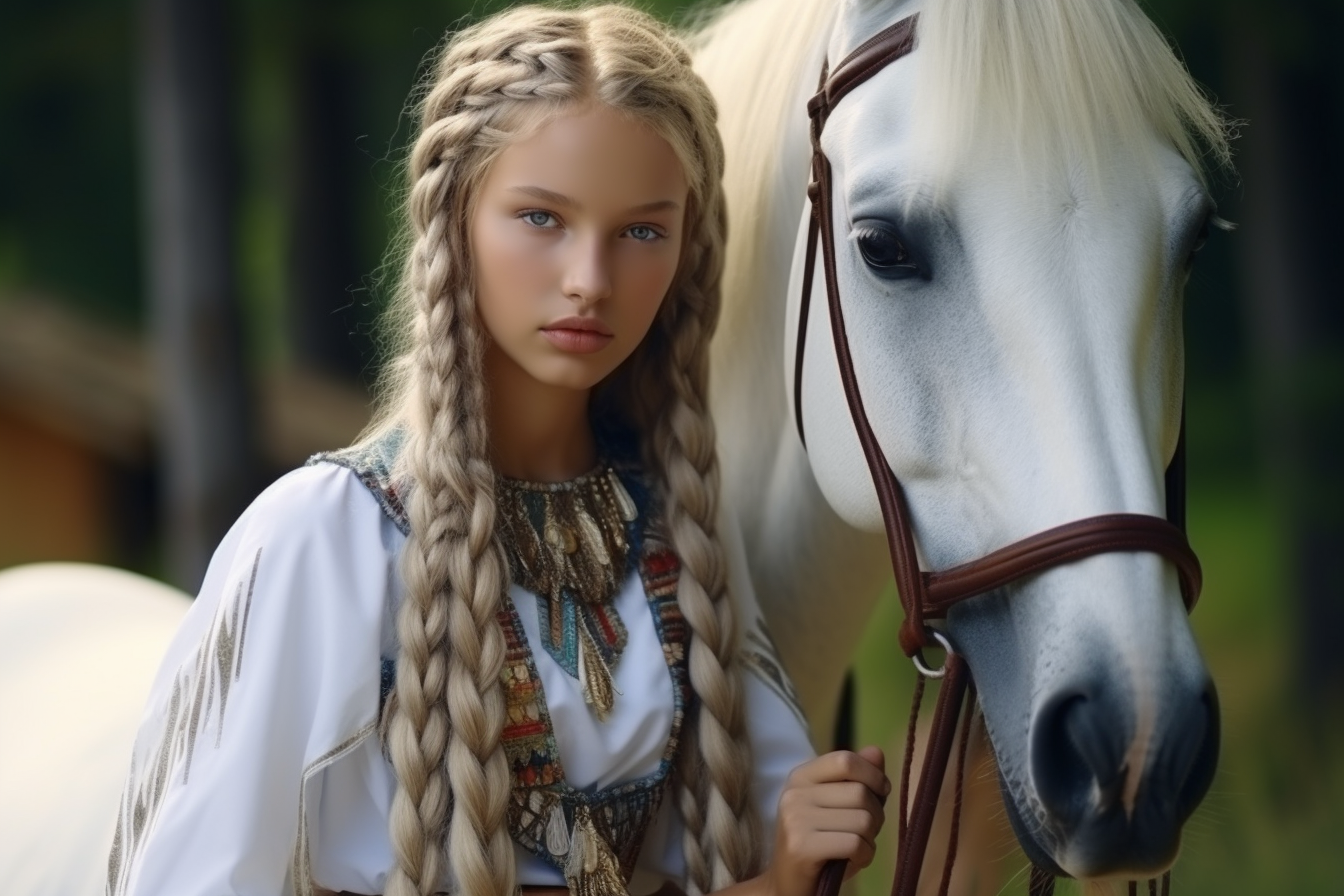 white stalion horse black girl 11 years old