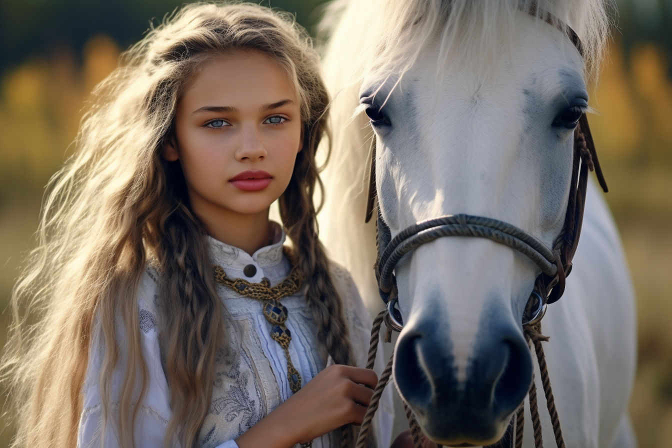 white stalion horse black girl 11 years old