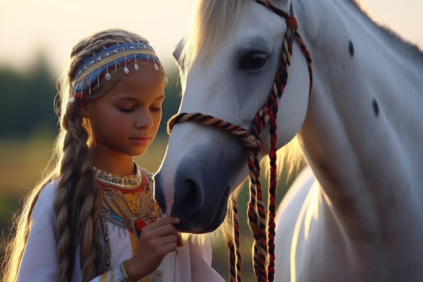 white stalion horse black girl 11 years old
