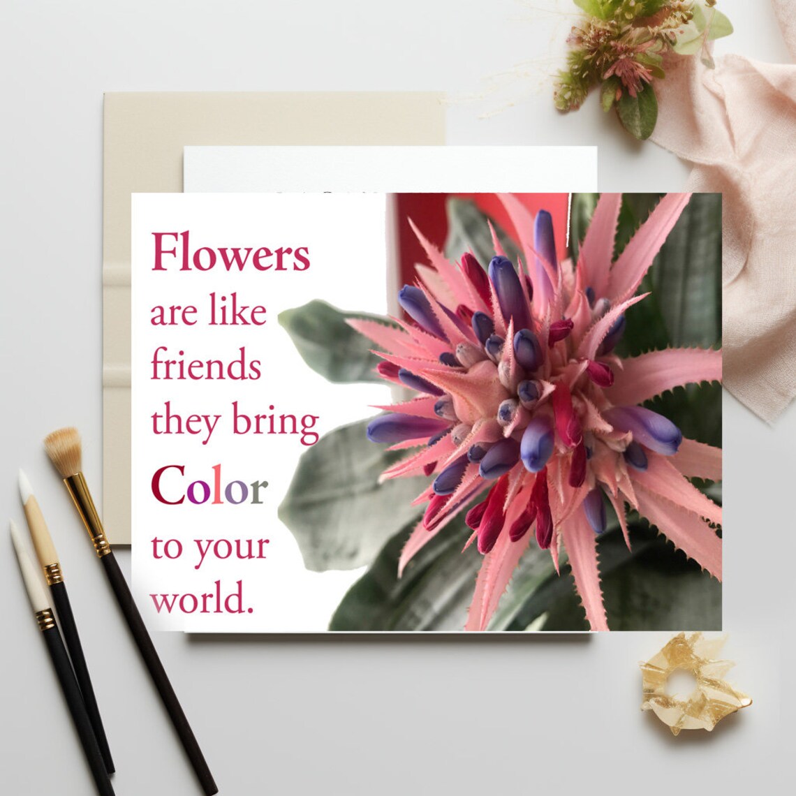 Flowers Are Like Friends – Colorful Friendship Greeting Card