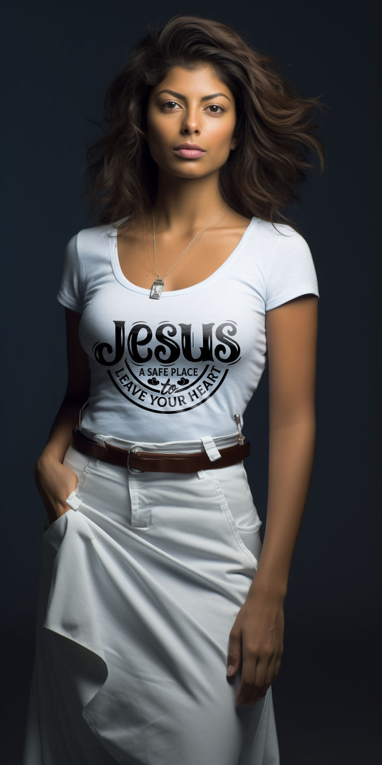 Jesus – A Safe Place to Leave Your Heart" Faith T-Shirt Design Digital Download