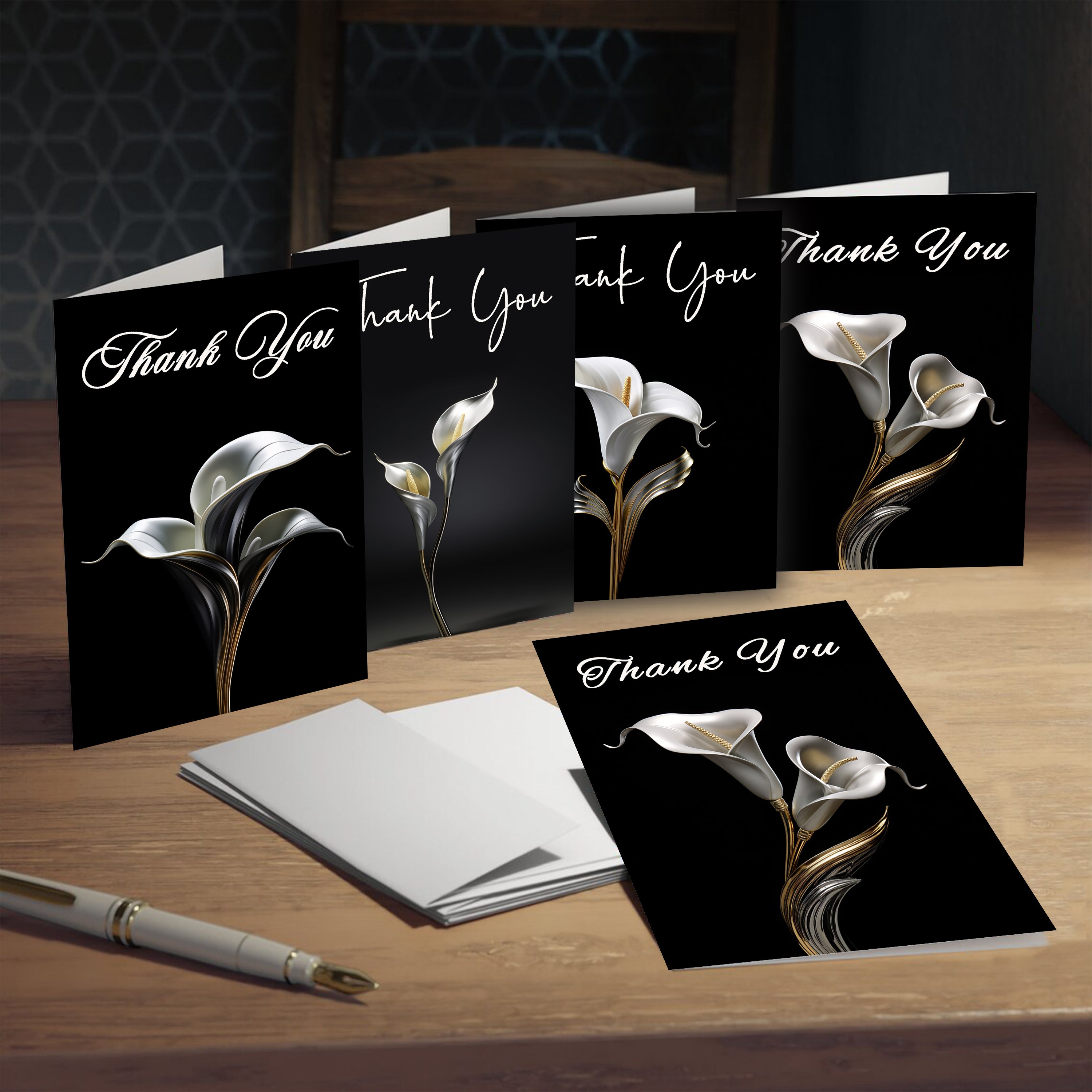 Floral "Thank You" Cards – Digital Art Set of 4