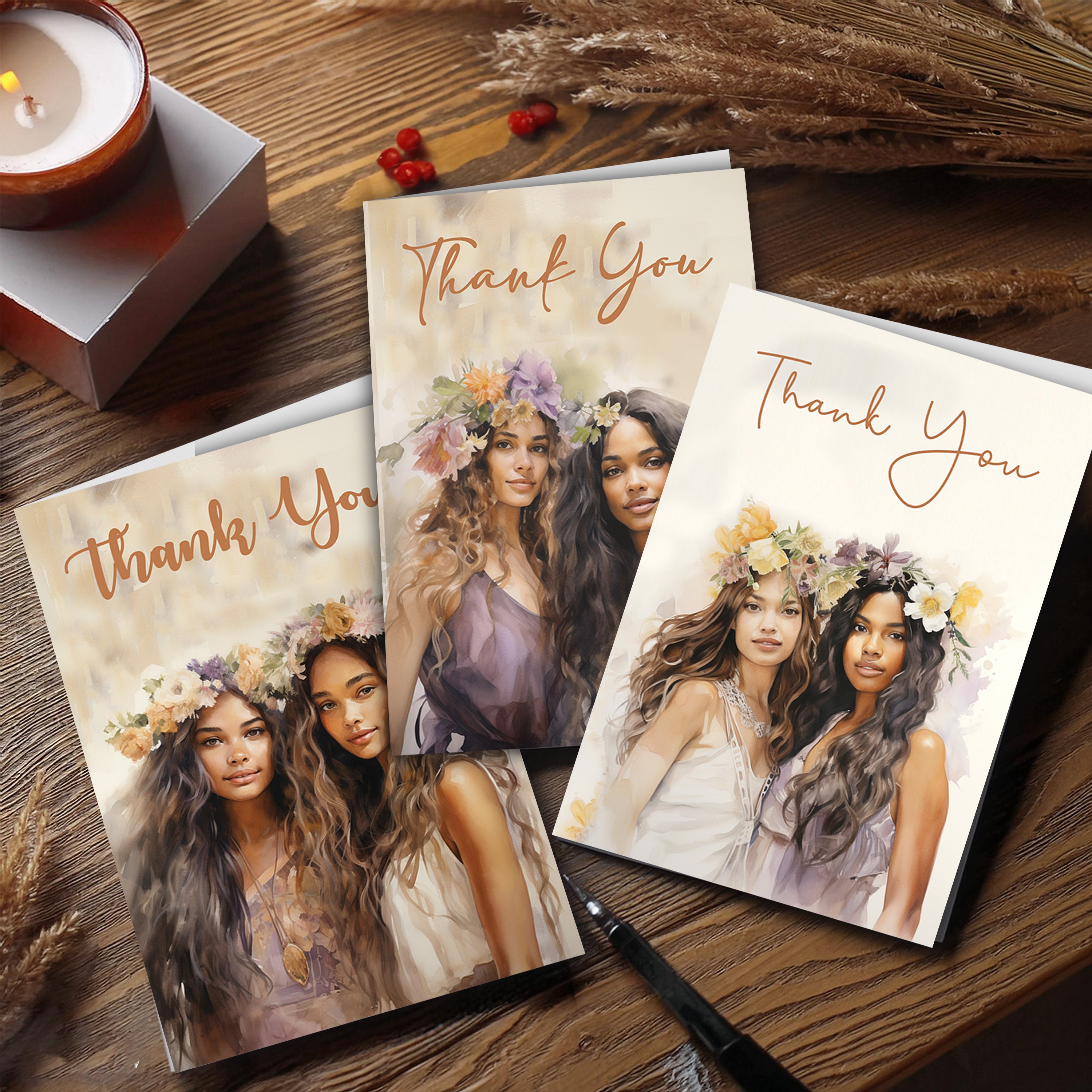 Afrocentric "Thank You" Cards – Digital Art Set of 3