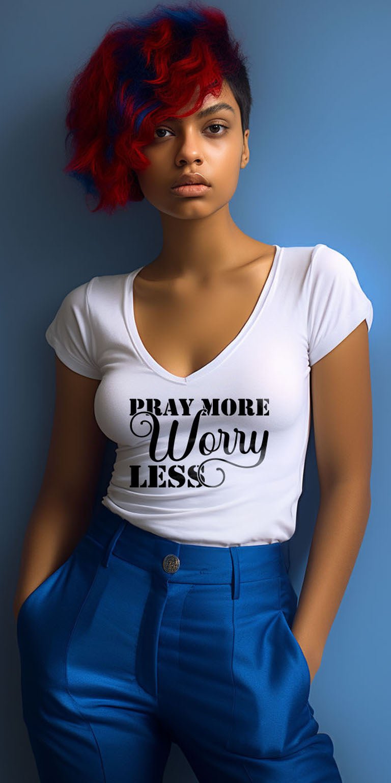 Pray More, Worry Less" T-Shirt Design Digital Download