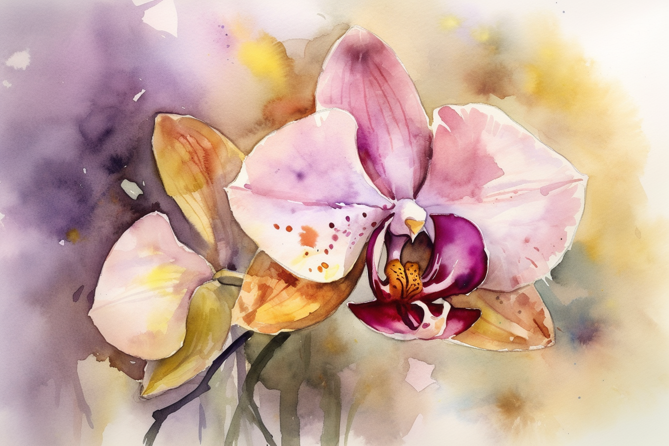 Orchid Elegance: 4-Piece Watercolor Digital Art Bundle