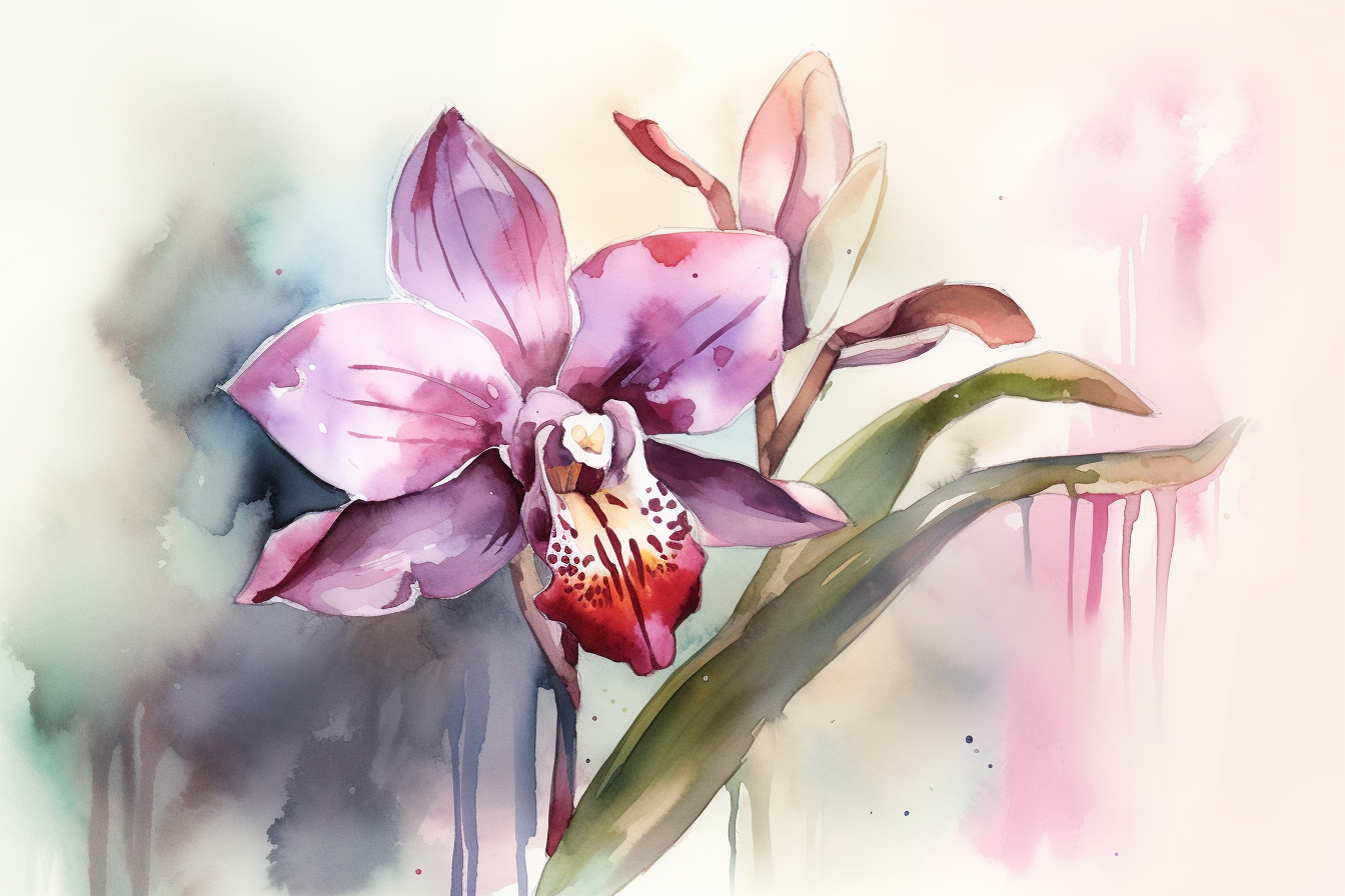 Orchid Elegance: 4-Piece Watercolor Digital Art Bundle