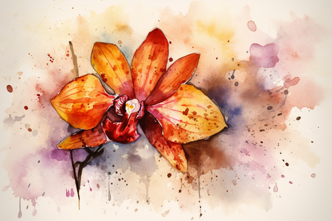 Orchid Elegance: 4-Piece Watercolor Digital Art Bundle