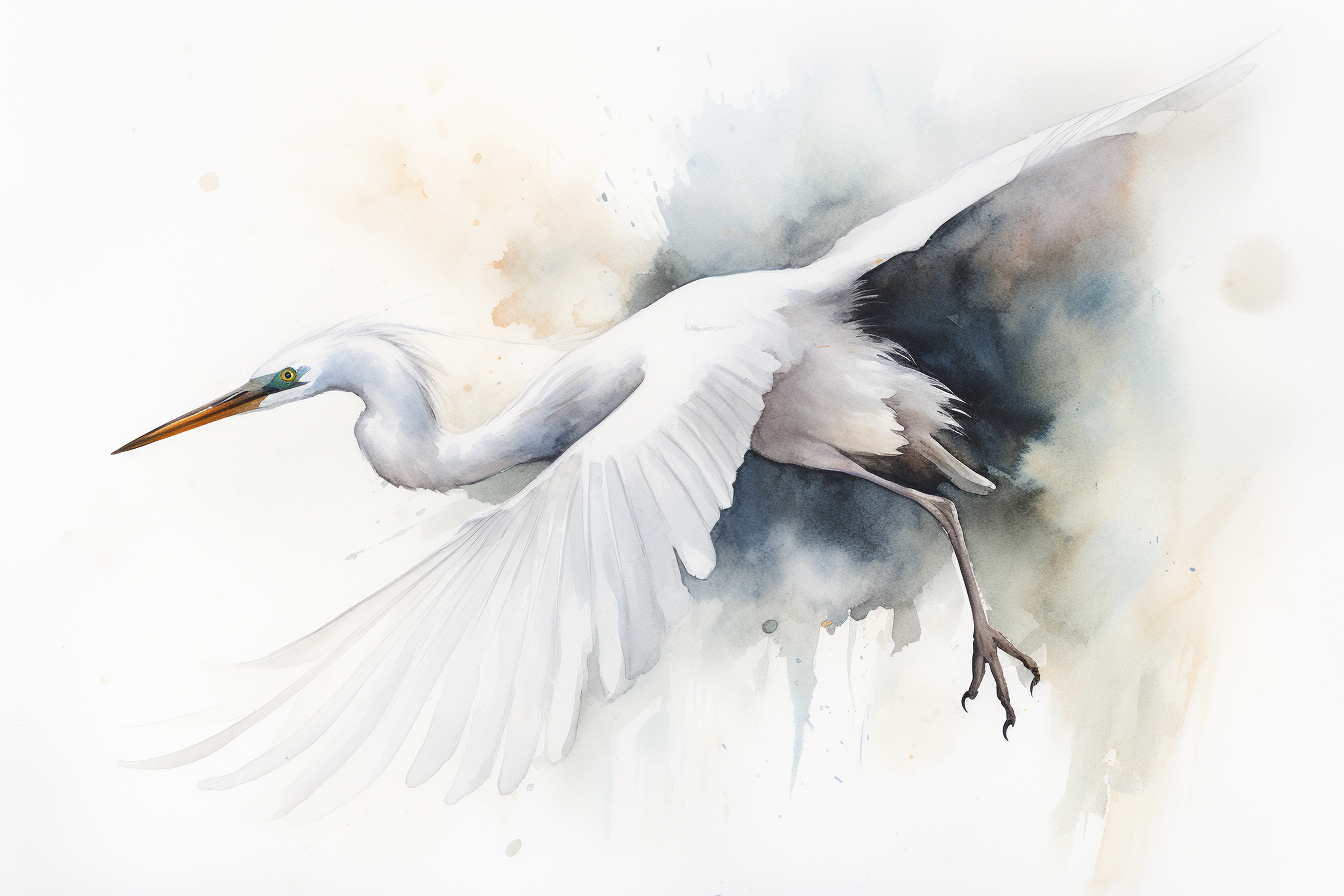 Graceful Heron: 4-Piece Watercolor Digital Art Bundle