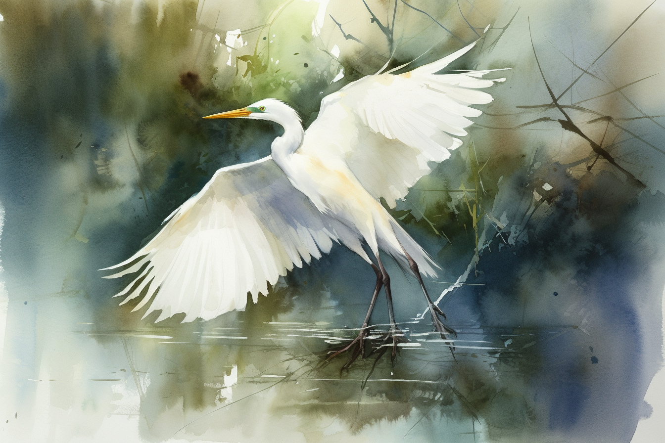 Graceful Heron: 4-Piece Watercolor Digital Art Bundle