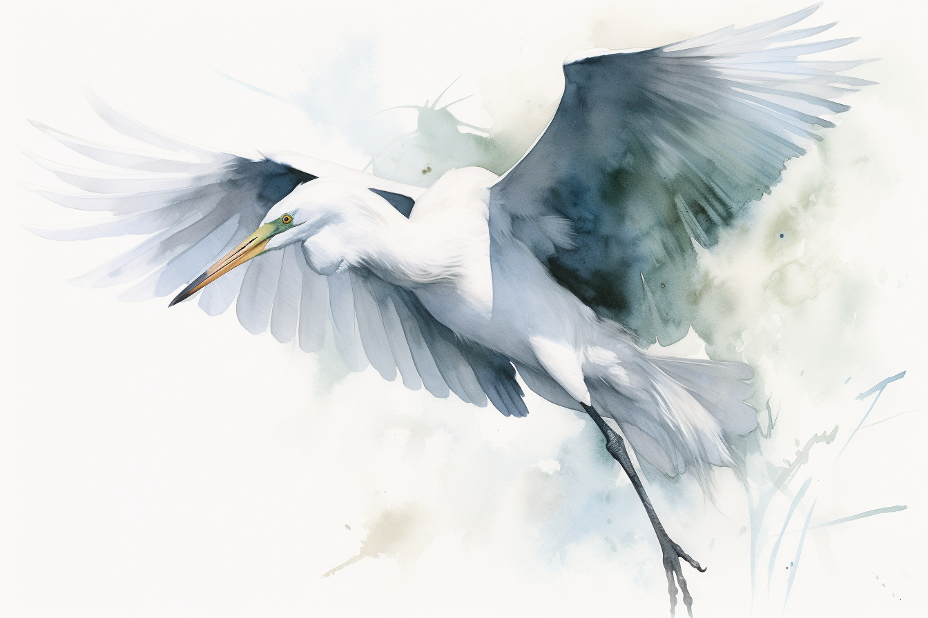 Graceful Heron: 4-Piece Watercolor Digital Art Bundle